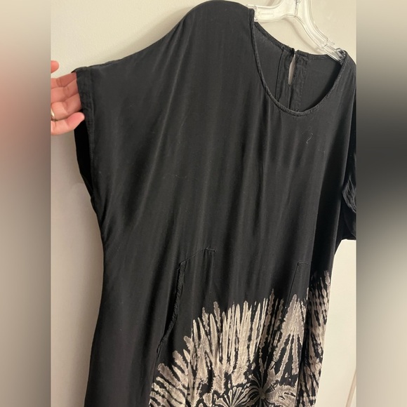 Women’s Tie Dye Hippie Dress OS Black & Tan - Picture 3 of 6